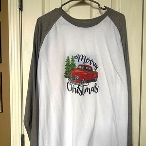 Merry Christmas Red Truck baseball tee